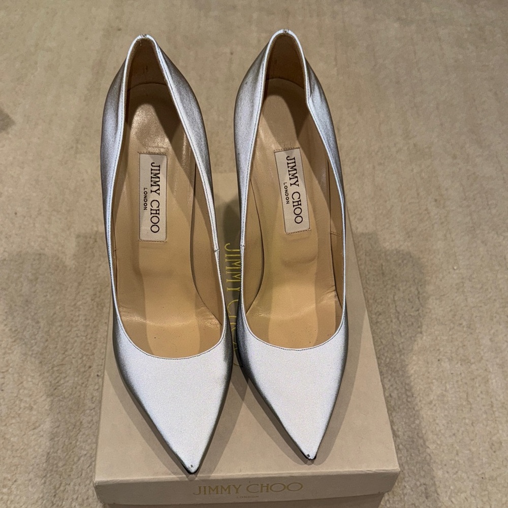 Jimmy Choo Anouk reflective  Silver Heels - Picture 5 of 11